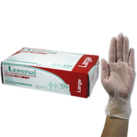 Out of Date, BIG DISCOUNT Universal Vinyl Gloves, Powder Free HACCP, Recycl 5.5g, Large, Blue 100/Box As NEW Condition, Whilst Stock Last