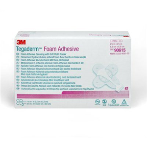 3M Tegaderm Foam Dressing, Adhesive, with Mini Wrap, 7 x 7cm, 10/Box Box