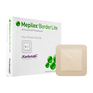 Mepilex Border Lite Silicone Foam Dressings, 7.5 x 7.5cm, Self Adherent, 5/Box Box
