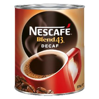 Out of Date, Nescafe Blend 43 Decaf Coffee, 375 Grams, Tin Can, Each, Original Unopened Condition, Price Discounted, While Stocks last Each