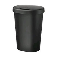 Livingstone Office Rubbish Bin with Lid, 8 Litres, 18cm (D) x 35cm (H), Plastic, Black, Each Each