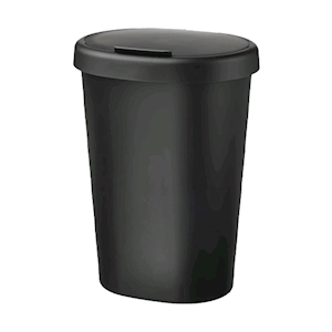 Livingstone Office Rubbish Bin with Lid, 8 Litres, 18cm (D) x 35cm (H), Plastic, Black, Each Each
