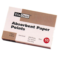Diadent Absorbent Paper Points, ISO Size No. 55, Biodegradable, Sterile, Red, 200/Vial, 6 Vials/Pack Pack