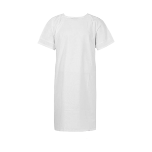 MEDI8 Patient Short Sleeve Gown, Open Back with Ties, 155 GSM, 50pct Polyester Cotton, White, Each Each