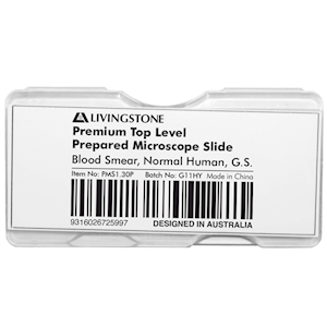 Livingstone Premium Top Level Prepared Slide, Blood Smear, Normal Human, Giemsa Stain Each Each