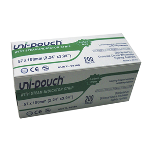 Uni-Pouch Sterilisation Pouch, with Colour Change Indicator, 57 x 100mm, 200/Box Box