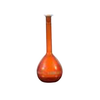Glassco Volumetric Flask, 2000mL, SJ 29/32, Class A, Amber with Polypropylene Stopper, QR Coded, ISO, Individual Work Certificate, Borosilicate 3.3 Glass, Each Each