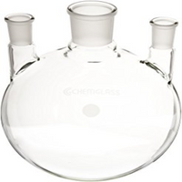 Mowbray Flask, Round Bottom, 3000ml, Three Neck, 34/35 Socket 19/26 Side Sockets, Borosilicate Glass, Each Each