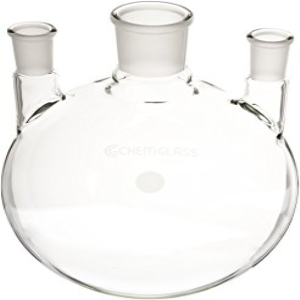 Mowbray Flask, Round Bottom, 3000ml, Three Neck, 34/35 Socket 19/26 Side Sockets, Borosilicate Glass, Each Each