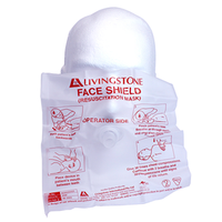Livingstone Resuscitation CPR Barrier Face Shield, with Non Return Valve Mouthpiece, Latex Free, Each in Sealed Polybag