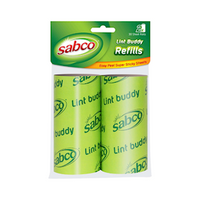 Sabco Lint Buddy Roller Refill, Green, 30 Easy Peel Sheets Roll, 2 Rolls/Pack Pack