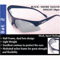 Bolle Bat Black Frame Flash Safety Eyewear Glasses, Smoke Polycarbonate Each