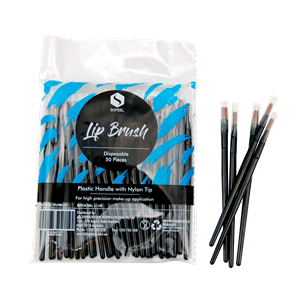 Sofeel Lip Brush, 10cm, Brown Bristle, Black Recyclable Plastic Handle, Disposable, 50/Pack Pack