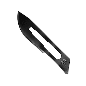Livingstone Premium Surgical Scalpel Blades, Carbon Steel, Size 20, Sterile, Each Loose