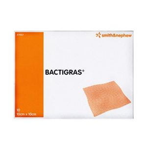 Bactigras Antiseptic Paraffin Gauze, 10X10cm. 10/Box Box