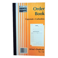 ORDER BOOK #738 8"X5" 200X125MM NCR DUP. 50LF EA Each