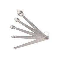 Measuring Spice Spoons, 5 Piece Set, 0.05ml 0.15ml, 0.30ml, 0.60ml and 1.25ml, Oval, Stainless Steel, Each Each
