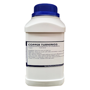 Copper Metal Turnings, Technical Grade, 500g, Each Each
