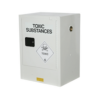 Justrite Safety Storage Cabinets for Flammable Liquids, 30 Litres, 80 x 59.5 x 46.5cm, 2 Shelves, 1 Door, White, Each Each