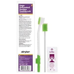 Sage Suction Swab Toothbrush, Single Use, Thumbport, Soft Bristle and Sponge, Easy Burst Pouch, Mint-Flavoured Oral Peroxide Solution, Each Each
