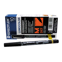 LUMOCOLOR PEN PERM. MED. BLACK BOX/10 Box