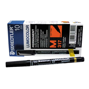 LUMOCOLOR PEN PERM. MED. BLACK BOX/10 Box