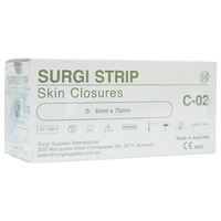 Surgi Reinforced Wound Skin Closure Strips C-02, 6 x 75mm, 3/Pack, 50/Box Box