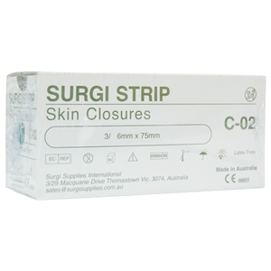Surgi Reinforced Wound Skin Closure Strips C-02, 6 x 75mm, 3/Pack, 50/Box Box