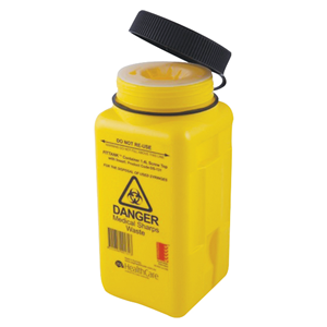 Fittank Needles Sharps Waste Collector, 1.4L Capacity, with Screw Lid and Insert, Yellow, Each Each
