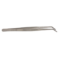 Sword College Dental Tweezers Forceps 16cm Angled with Pin, Serrated, Stainless Steel Each Each