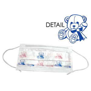Tecnol Face Mask, 3 Ply, Earloop, PFE 0.1 micron at 97.7pct, Adult Size with Fun Bear Design, Made in USA, Non-Therapeutic Use, 50/Box Pack