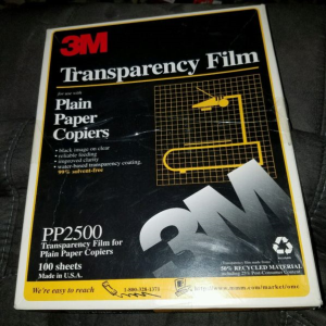 TRANSPARENCIES 3M PP2500 COPY BLK/CLR BOX/100 Box