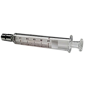 Thompson Glass Syringe, 5ml, Luer Lock, Metal Tip, Concentric Nozzle, Each Each