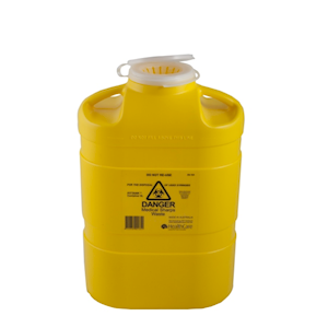 Fittank Needles Sharps Waste Collector 8L Capacity, Resealable Snap Top, with Petal Insert, 9 Pieces/Carton Carton