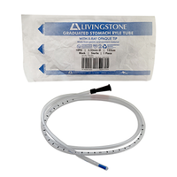 Livingstone Graduated Stomach Duodenal Ryles Tube, with X-Ray Opaque Tip, 10FG, 3.33mm, 122cm, Sterile, Black Colour, Each Each