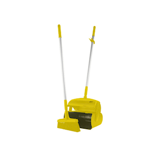 Vikan Lobby Dustpan and Broom Set, 350mm, Medium, Closable, Heavy Duty, Yellow, Each Each