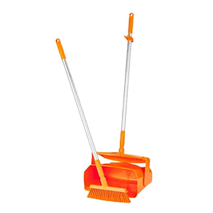 Vikan Lobby Dustpan and Brush Set, 350 (W) x 160 (L) x 1120 (H) mm, Orange, Each