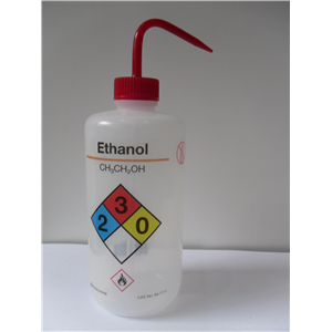 Livingstone Wash Bottle, 500ml, Labelled Ethanol, Recyclable Low Density Polyethylene (LDPE), Each Each
