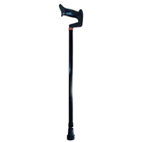 Livingstone Adjustable Offset T Handle Walking Stick, with Recyclable Plastic Handle, Black, Each Each
