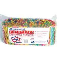 Livingstone Popsicle Sticks, Biodegradable Wood, 6 Colours, 1,000/Bag Bag